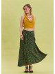 Gipe Waist Tied Green Patterned Ethnic Skirt 4501